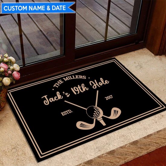 Th Hole Golf Personalized Custom Name Doormat Welcome Mat