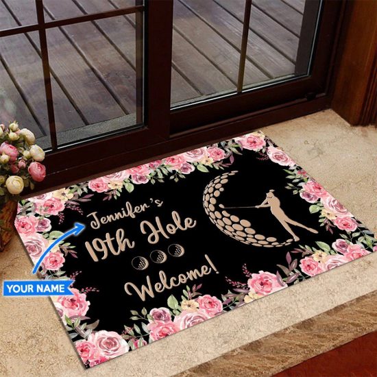 Th Hole Welcome Golf Personalized Custom Name Doormat Welcome Mat