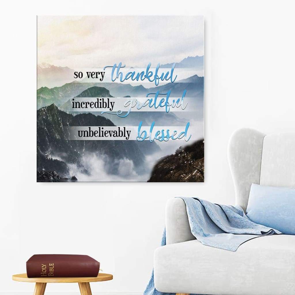 Thankful Grateful Blessed Canvas Wall Art