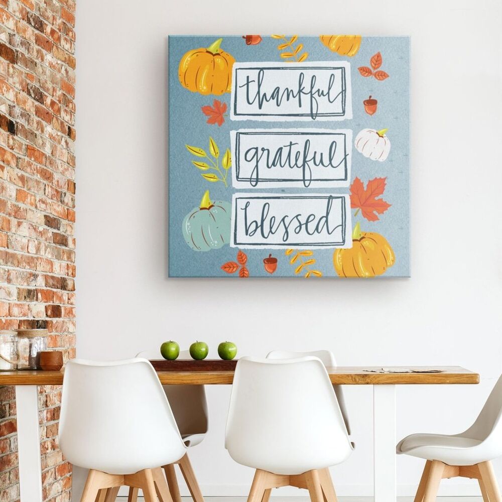 Thankful Grateful Blessed Canvas Wall Art