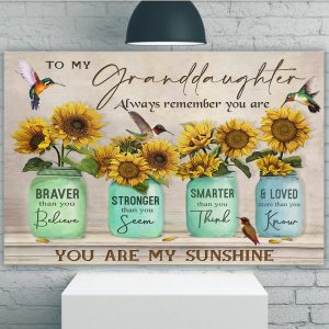 The Best Gift For Your Granddaughter With Sunflowers And Hummingbirds Canvas, To My Granddaughter Canvas