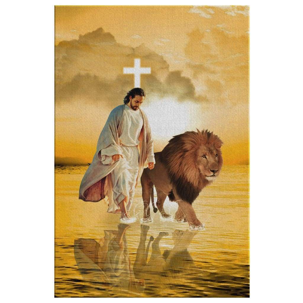 The Lion Of Judah, Jesus Walks On Water Canvas Wall Art - Teehall ...