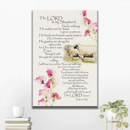 The Lord Is My Shepherd Psalm 23 Kjv Scripture Wall Art Canvas Print 1