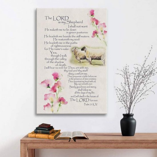 The Lord Is My Shepherd Psalm 23 Kjv Scripture Wall Art Canvas Print