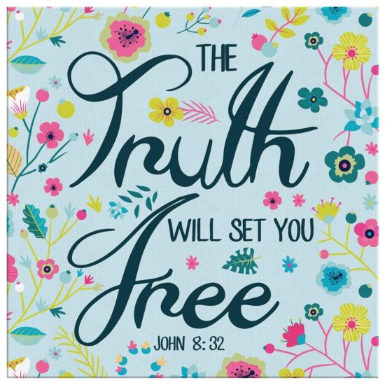 The Truth Will Set You Free John 832 Floral Scripture Canvas Wall Art 2