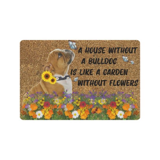 This House Love Bulldog And Flowers Doormat Welcome Mat 1