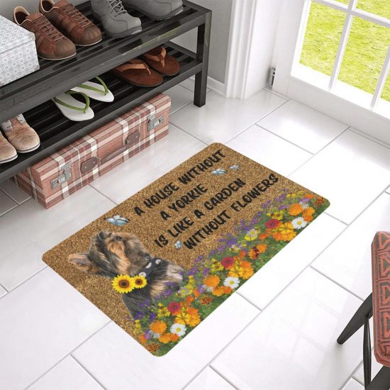 This House Love Yorkshire Terrier And Flowers Doormat Welcome Mat