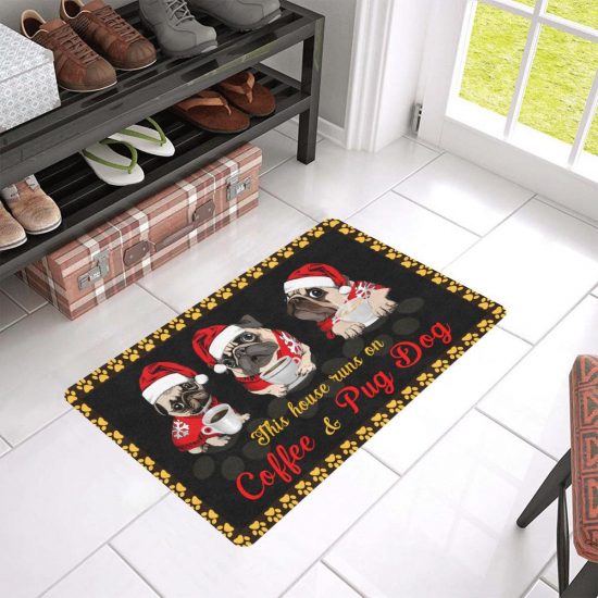 This House Runs On Coffee And Pug Dog Lover Doormat Welcome Mat