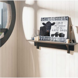 Top 10 Beautiful Farmhouse Canvas Live Like Someone Left The Gate Open Angus Cow Wall Art Decor 3
