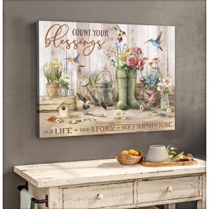 Top 10 Gorgeous Farmhouse Hummingbird Canvas Count Your Blessings Wall Art Decor