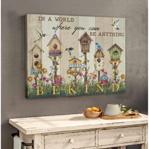 Top 5 Gorgeous Hummingbird Canvas In A World You Can Be Anything Be Kind Motivational Wall Art Decor 2