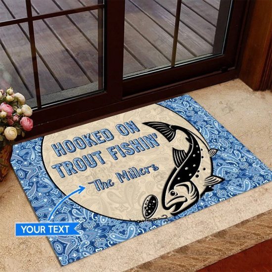 Trout Fish Stories Personalized Custom Name Doormat Welcome Mat