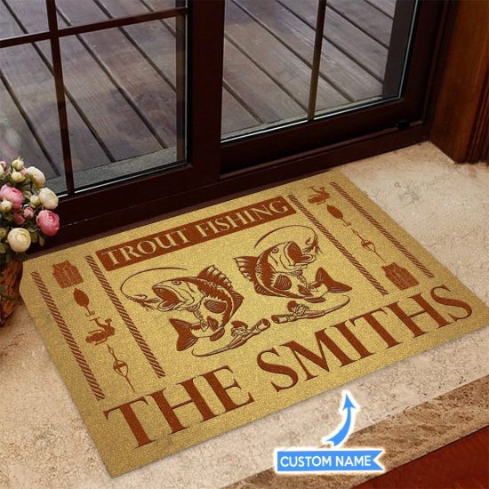 Trout Fishing Personalized Custom Name Doormat Welcome Mat