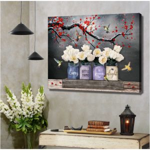 Tulips In Mason Jars And Hummingbirds Every Little Thing Is Gonna Be Alright Canvas Prints Wall Art Decor 2