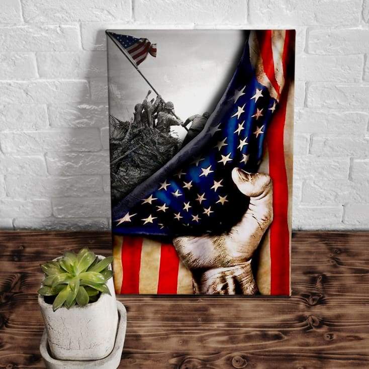 US Veteran Hand Pulling American Flag Canvas Prints Wall Art Decor ...