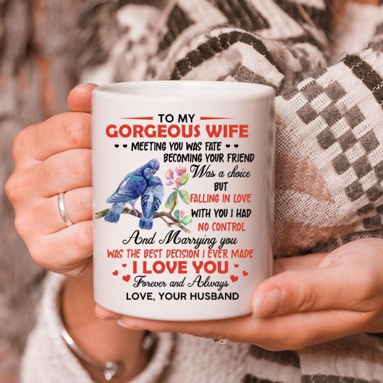 Valentine's Day Gift To My Gorgeous Wife Meeting You Was Fate Becoming Your Friend Bird Mug