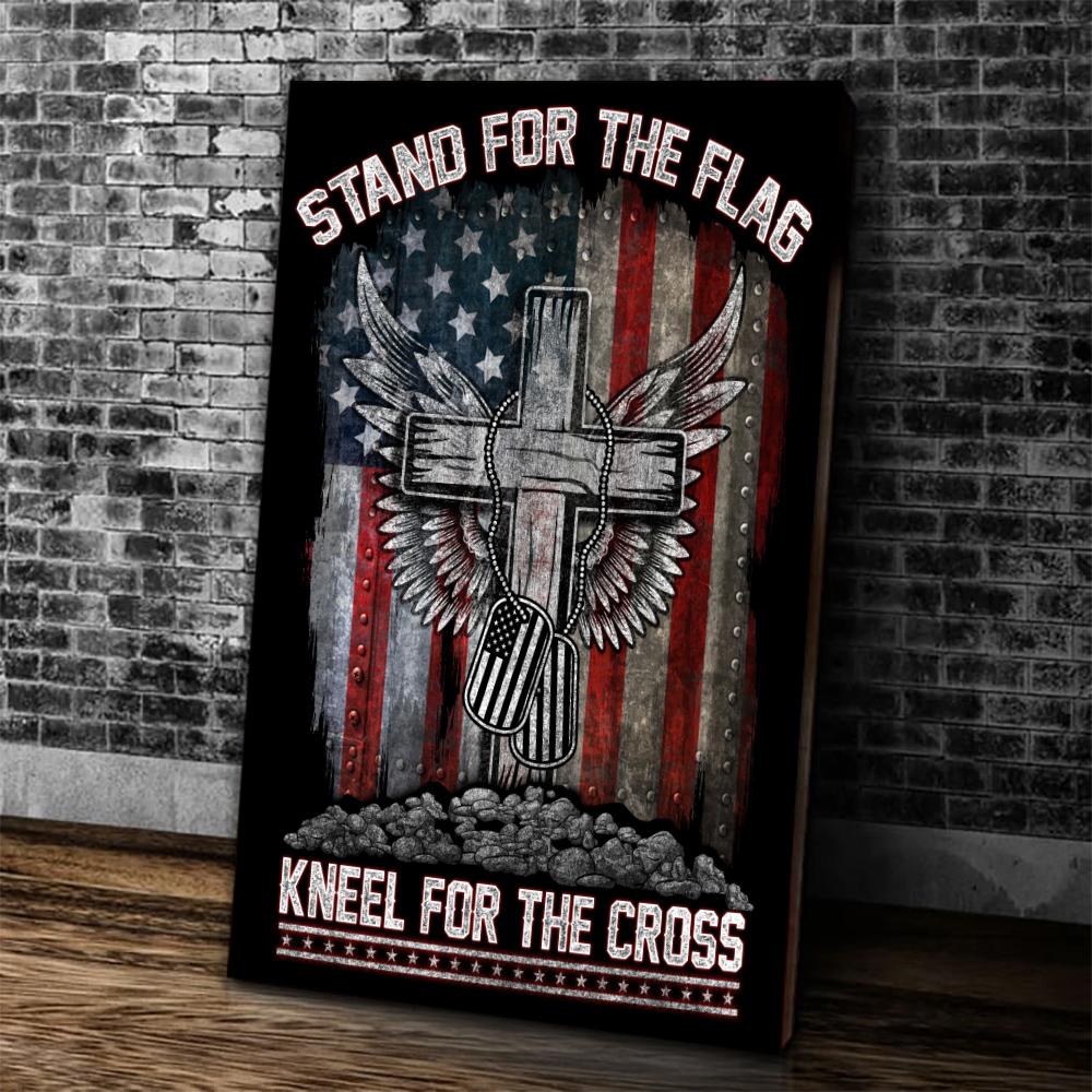 Veteran-Canvas-Christian-Cross-Wing-Canvas-Stand-For-The-Flag-Kneel-For-The-Cross-Canvas Veteran Canvas