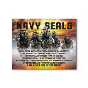 Veteran Canvas Navy Seals I Will Never Quit. I Persevere And Thrive On Adversity Canvas Prints Wall Art Decor