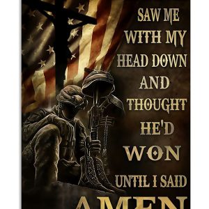 Veteran Canvas The Devil Saw Me With My Head Down And Thought He'd Won Until I Said Amen Canvas Prints Wall Art Decor