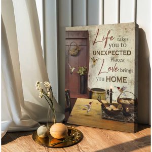 Vintage Kitchen Farmhouse And Hummingbirds Life Takes You To Unexpected Places Love Brings You Home Canvas Prints Wall Art Decor 2