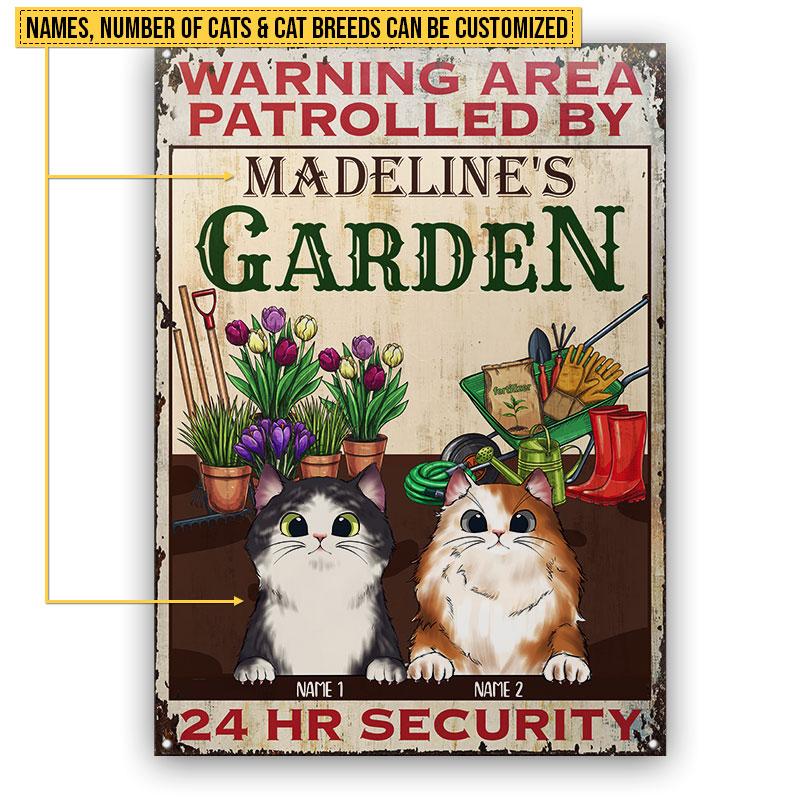 Warning-Area-Patrolled-By-Cats-Cat-Lover-Gift-Gardening-Gift-Garden-Sign-Custom-Classic-Metal-Signs-2 Gardening Gift