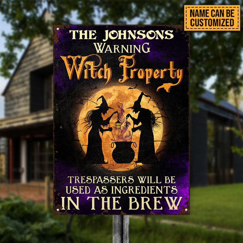 Warning Witch Property Custom Classic Metal Signs