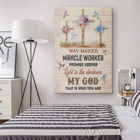 Way Maker Lyrics Three Cross Canvas Wall Art 1