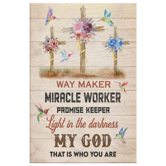 Way Maker Lyrics Three Cross Canvas Wall Art 2
