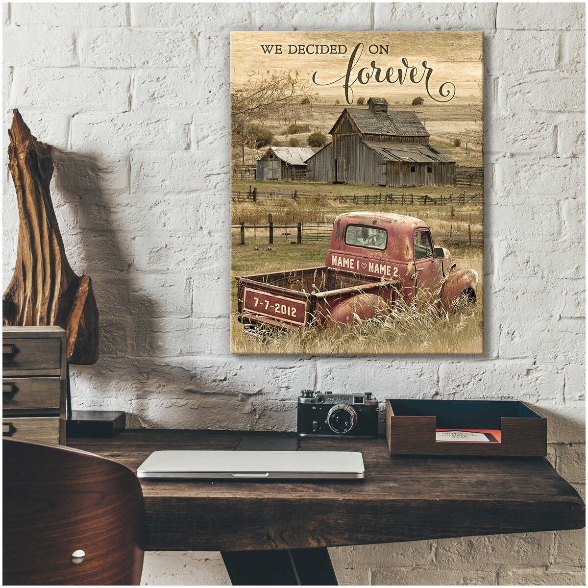 We Decided On Forever Old Barn And Truck Custom Personalized Canvas Prints Wall Art Decor