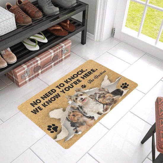 We Know You're Here Yorkshire Terrier Dogs Lover Doormat Welcome Mat