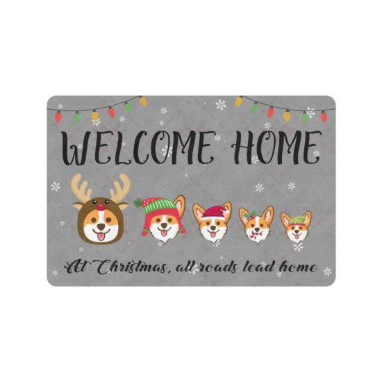 Welcome Home Corgi Dogs Lover Merry Christmas Doormat Welcome Mat 1