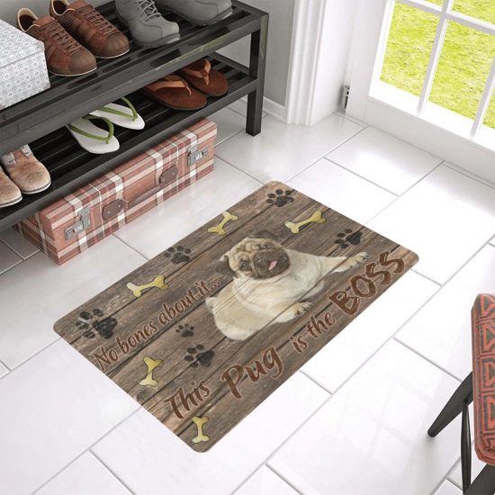 Welcome This Pug Is A Boss Dog Lover Doormat Welcome Mat 1