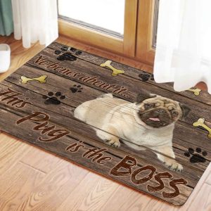 Welcome This Pug Is A Boss Dog Lover Doormat Welcome Mat