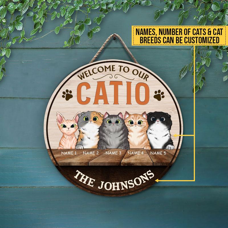 Welcome-To-Our-Catio-Catio-Decor-Cat-Enclosure-Decor-Cat-Lover-Gift-Custom-Wood-Circle-Sign-1 Catio Decor