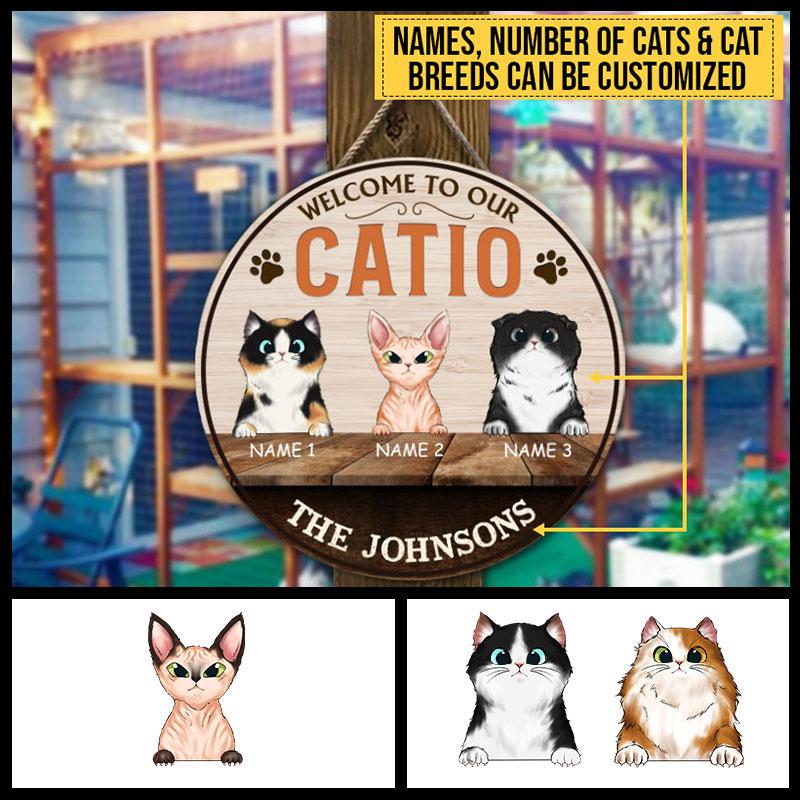 Welcome-To-Our-Catio-Catio-Decor-Cat-Enclosure-Decor-Cat-Lover-Gift-Custom-Wood-Circle-Sign Welcome To Our Catio