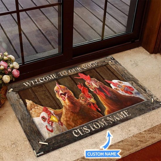 Welcome To Our Coop Personalized Custom Name Doormat Welcome Mat