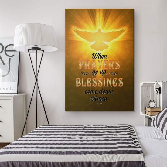 When Prayers Go Up Blessings Come Down Christian Wall Art Canvas 1