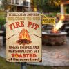 Where Friends Marshmallows Get Toasted Firepit Funny Custom Classic Metal Signs