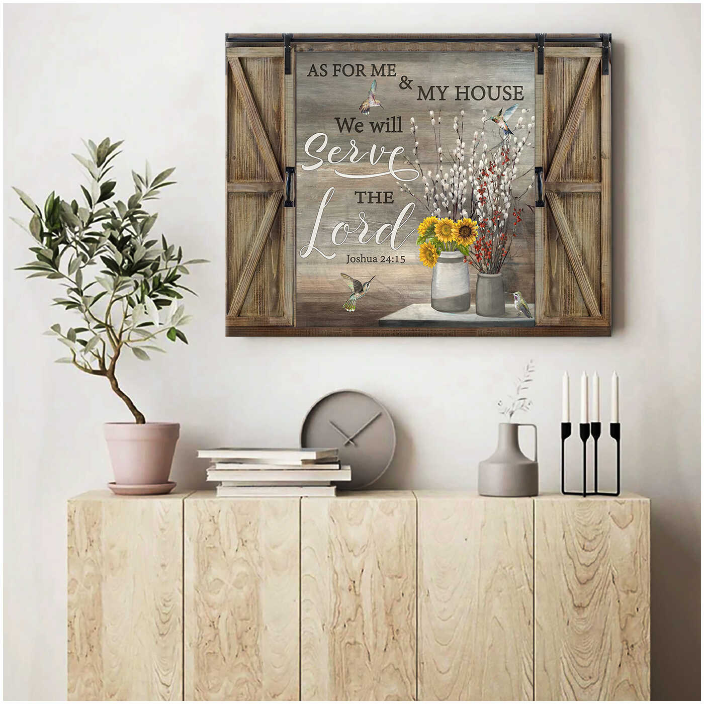 Window-Canvas-Pussy-Willow-And-Sunflowers-And-Hummingbirds-Wall-Art-Decor-As-For-Me-And-My-House-We-Will-Serve-The-Lord-2 Window Canvas Pussy Willow And Sunflowers And Hummingbirds Wall Art Decor As For Me And My House We Will Serve The Lord 2
