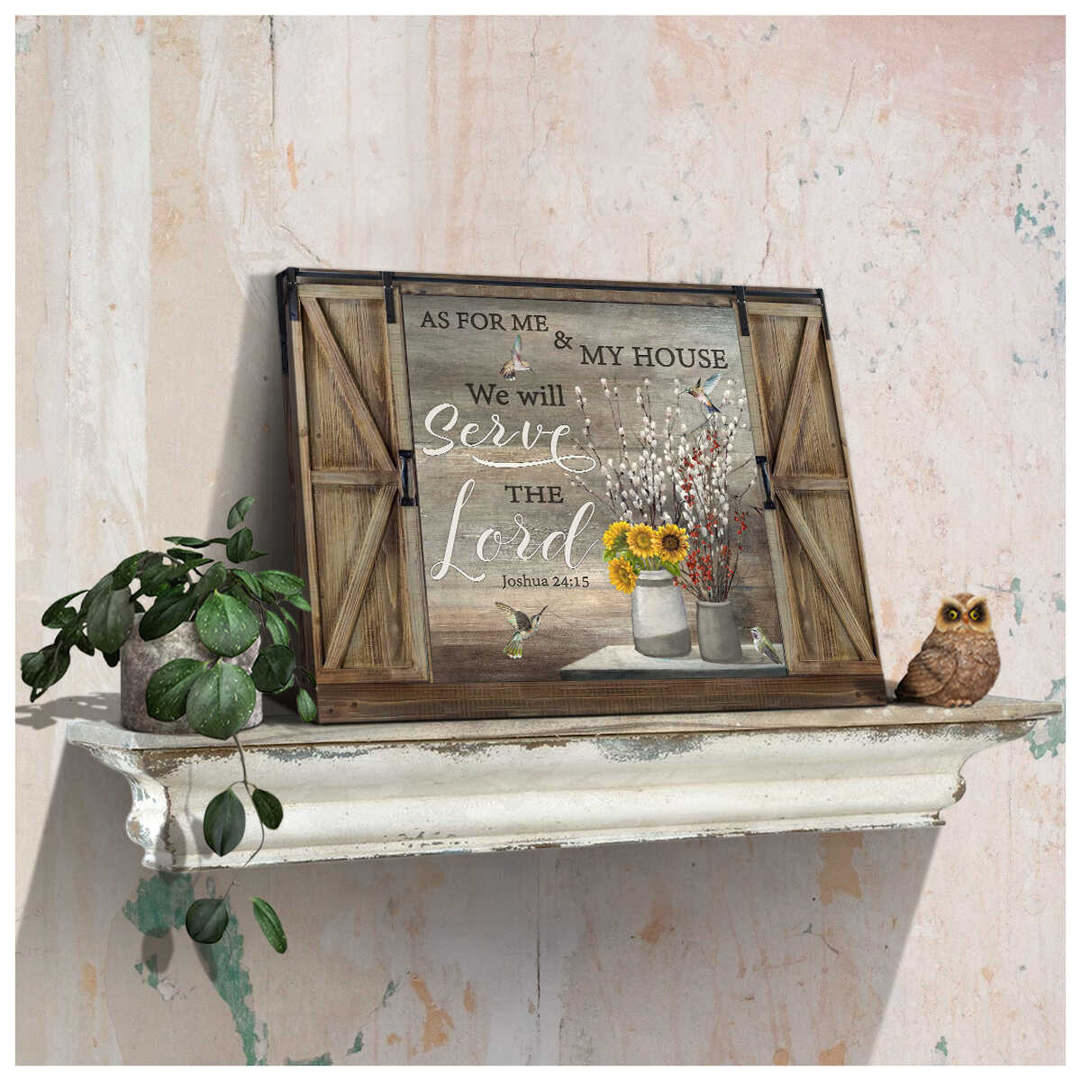 Window-Canvas-Pussy-Willow-And-Sunflowers-And-Hummingbirds-Wall-Art-Decor-As-For-Me-And-My-House-We-Will-Serve-The-Lord-3 Window Canvas Pussy Willow And Sunflowers And Hummingbirds Wall Art Decor As For Me And My House We Will Serve The Lord 3