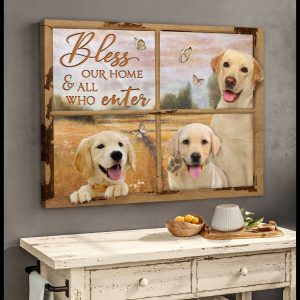 Window Labrador Retrievers Bless Our Home And All Who Enter Canvas Prints Wall Art Decor 1