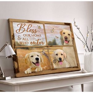 Window Labrador Retrievers Bless Our Home And All Who Enter Canvas Prints Wall Art Decor 3