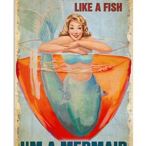 Wine Canvas Of Course I Drink Like A Fish I'm A Mermaid Canvas Prints Wall Art Decor