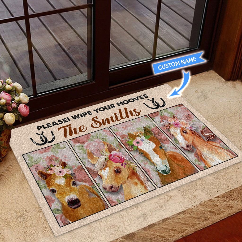Wipe-Your-Hooves-Horses-Personalized-Custom-Name-Doormat-Welcome-Mat Wipe Your Hooves Horses Personalized Custom Name Doormat Welcome Mat