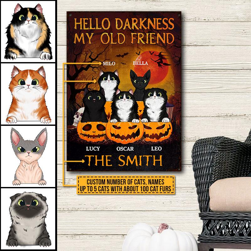 Witch Black Cat Hello Darkness My Old Friend Custom Classic Metal Signs