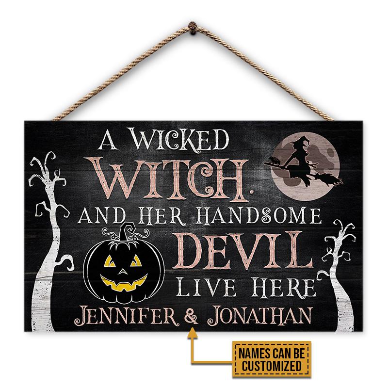 Witch-Handsome-Devil-Custom-Wood-Rectangle-Sign-Anniversary-Wall-Pictures-Wall-Art-Wall-Decor-3 Wall Art