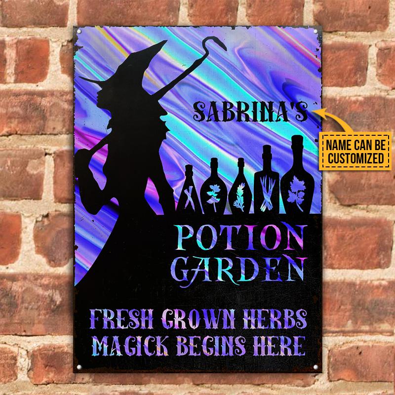 Witch-Potion-Garden-With-Cat-Custom-Classic-Metal-Signs-Personalized-Witch-Sign-Cat-Garden-Decor-1 Personalized Witch Sign