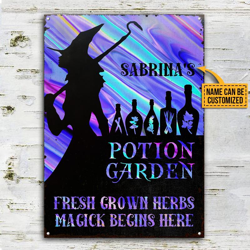 Witch-Potion-Garden-With-Cat-Custom-Classic-Metal-Signs-Personalized-Witch-Sign-Cat-Garden-Decor-2 Cat Garden Decor