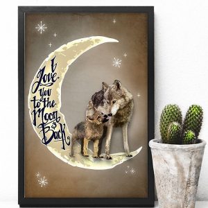 Wolf Wall Art I Love You To The Moon And Back Wolfs Canvas Prints Wall Art Decor 1