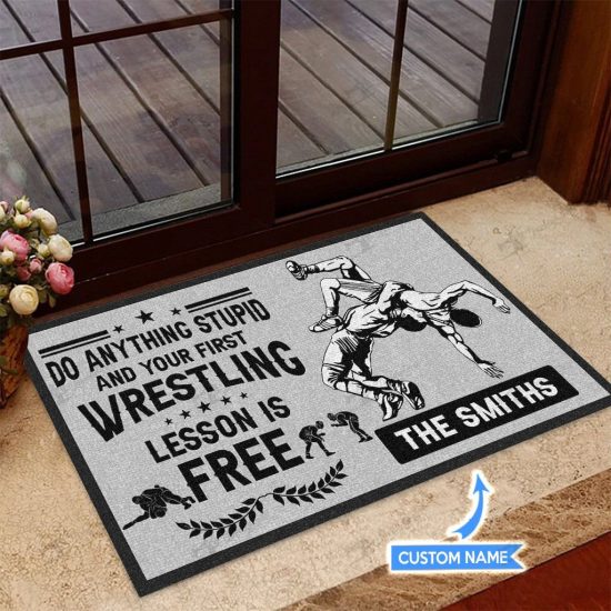 Wrestling Personalized Custom Name Doormat Welcome Mat